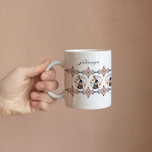 Folk Tale Rabbits - Custom White Mug