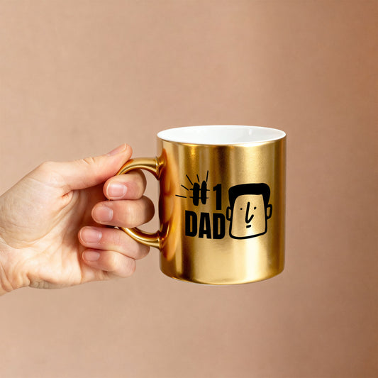 Number One Dad – Custom Gold Metallic Mug