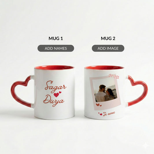 Te Amo - Custom Heart Handle Mug (Set of 2)