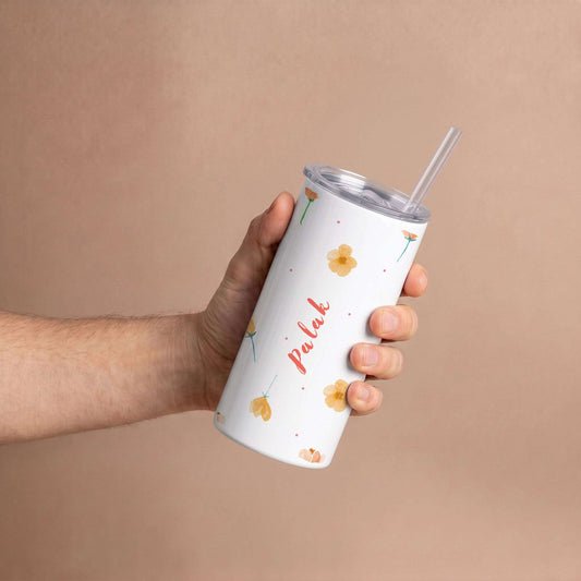 Loose Florals - Custom Tumbler with Straw