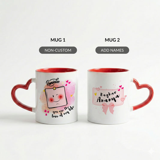 Reminder of My Love - Custom Heart Handle Mug (Set of 2)