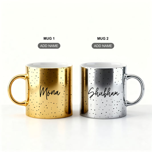 Lost in Hearts – Custom Metallic Mug (Set of 2)