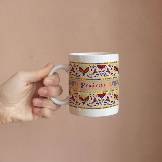 Elephants & Blooms - Custom White Mug