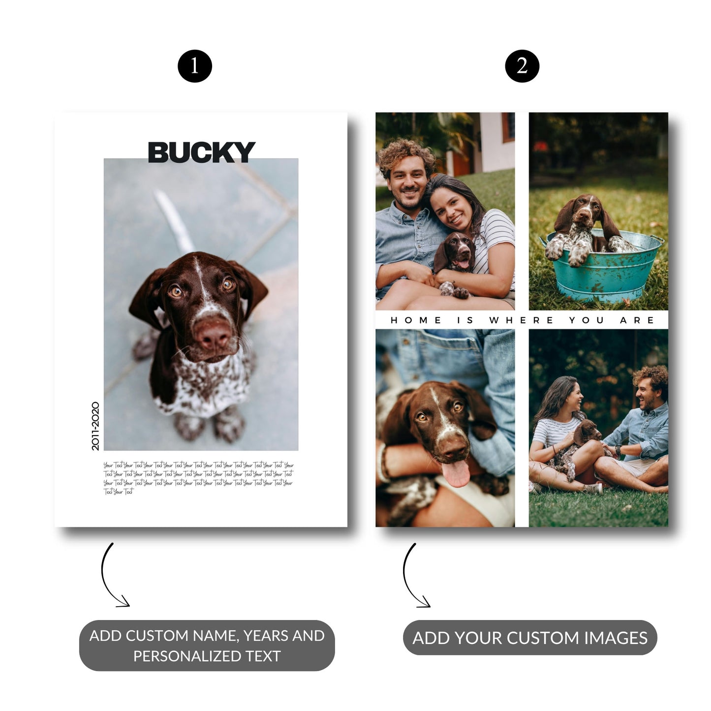 Pawprints on My Heart - Custom Pet Tribute Metal Print Bundle (Set of 2)