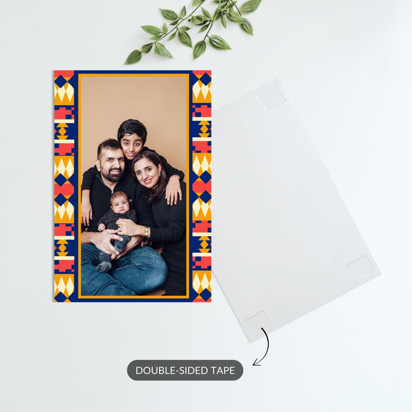 Custom metal print with family photo — personal keepsake for festive celebrations.
