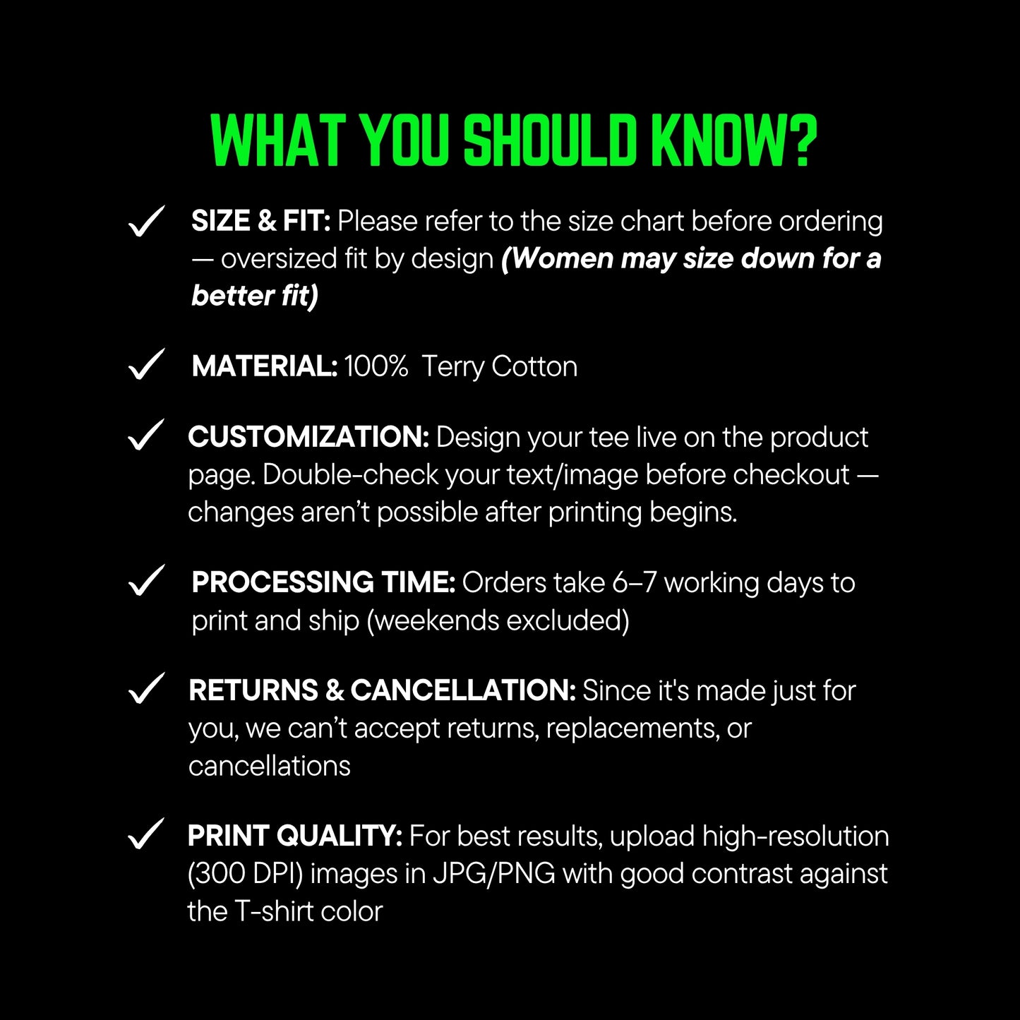 Instructions for a customizable t-shirt