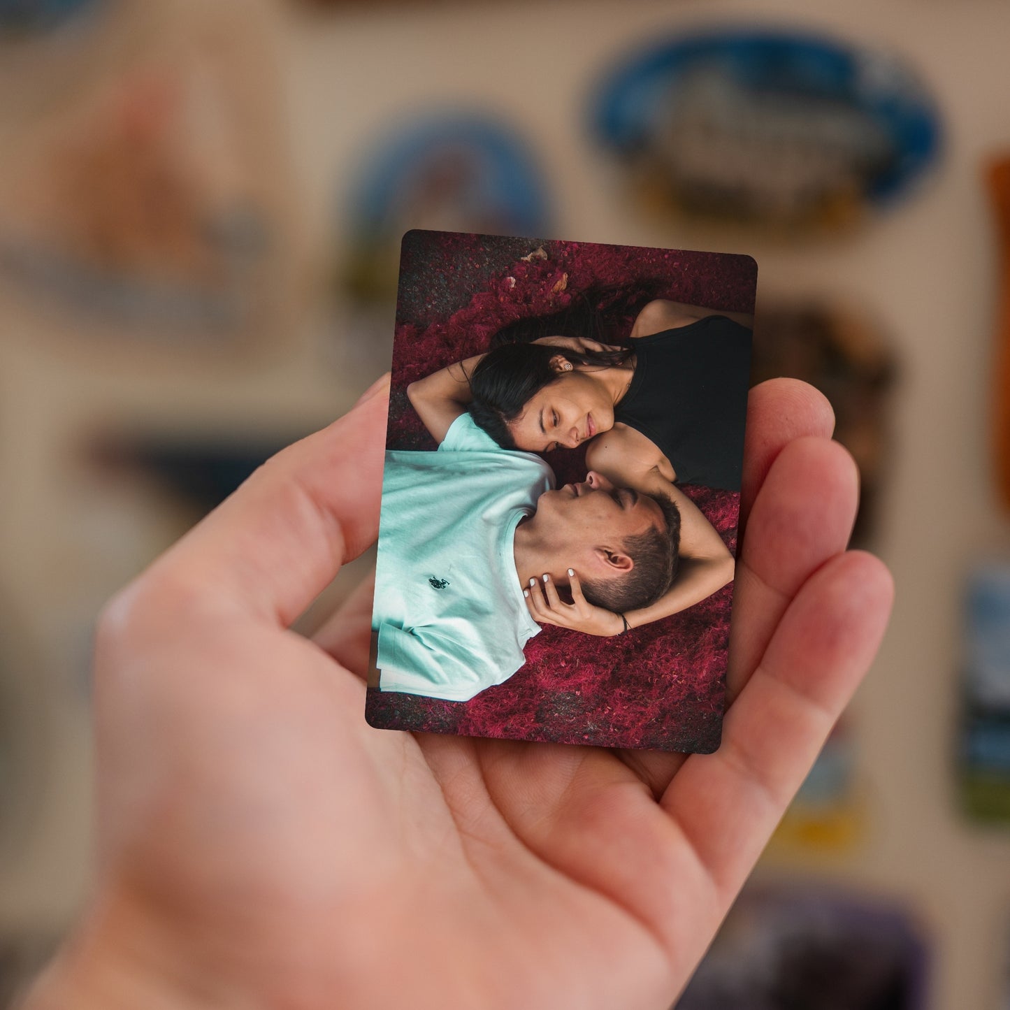 Custom photo fridge magnet – handheld keepsake for timeless memories