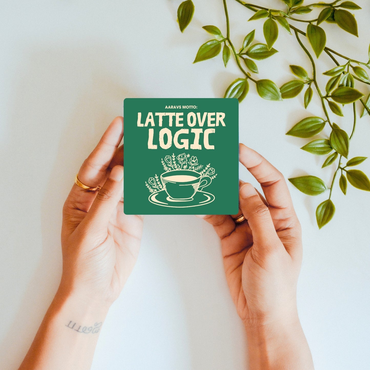 Latte Over Logic - Custom Fridge Magnet
