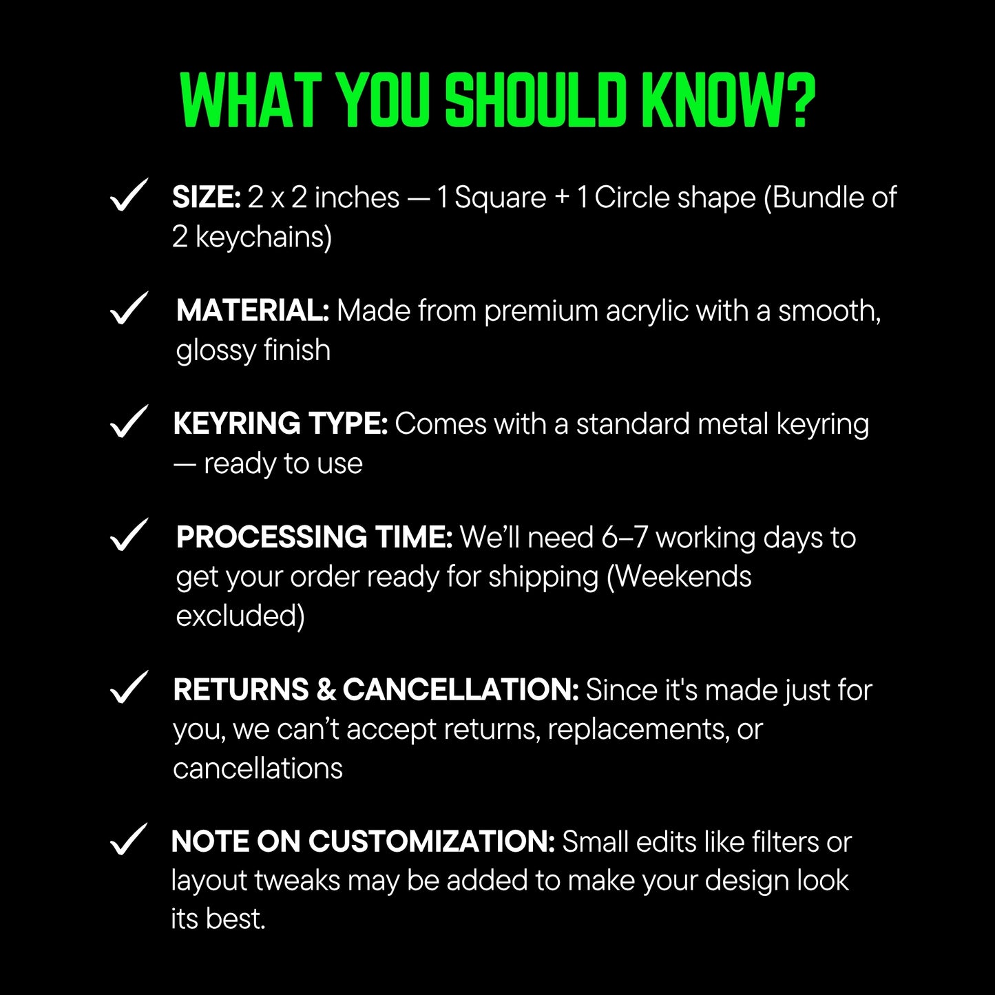 Reminder Checklist – Custom Acrylic Keychain Bundle (Set of 2)