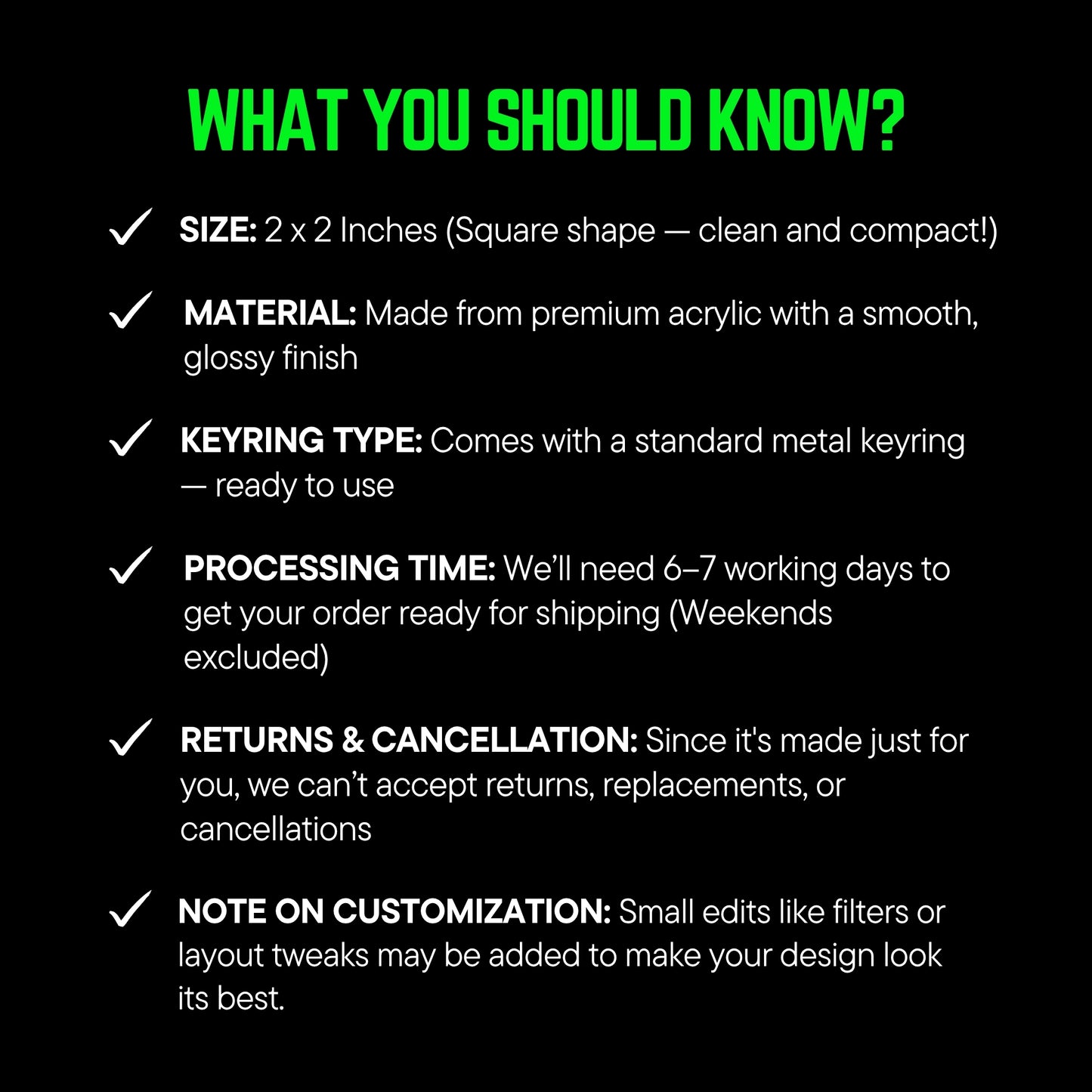 Reminder Checklist – Custom Acrylic Keychain