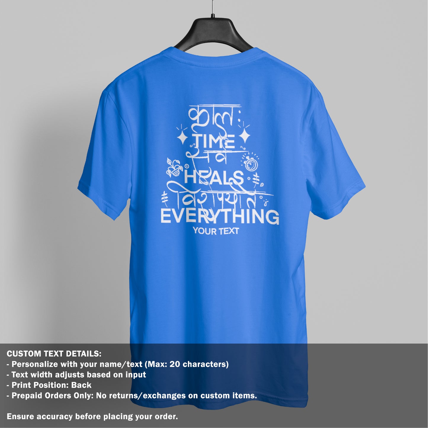 Time Heals Everything - Blue Oversized TShirt - Men