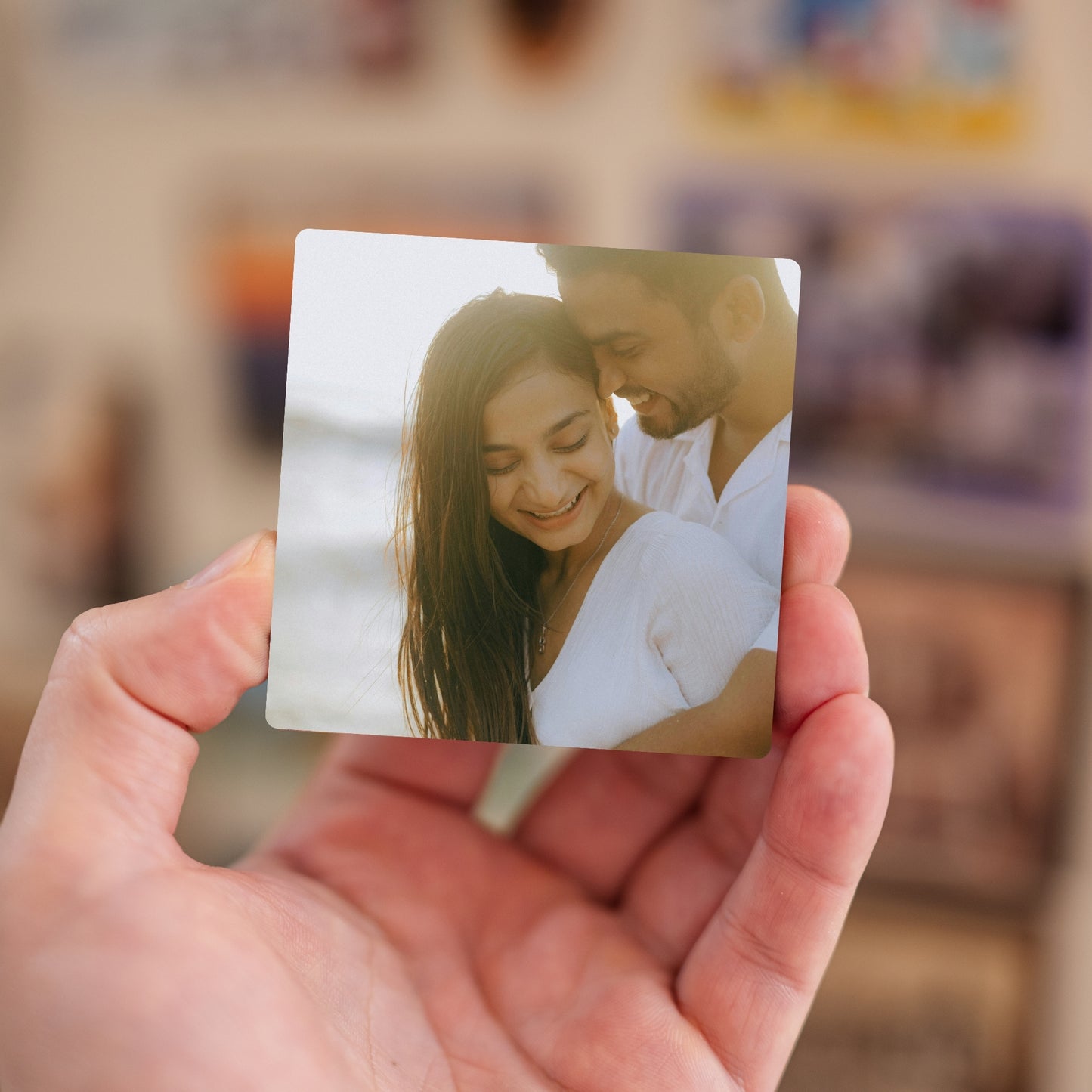 Custom photo fridge magnet – handheld personalized romantic keepsake