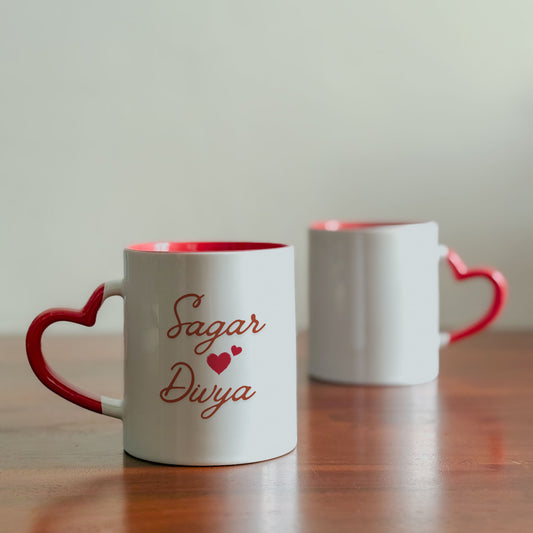 Two Names, One Heart - Custom Heart Handle Mug