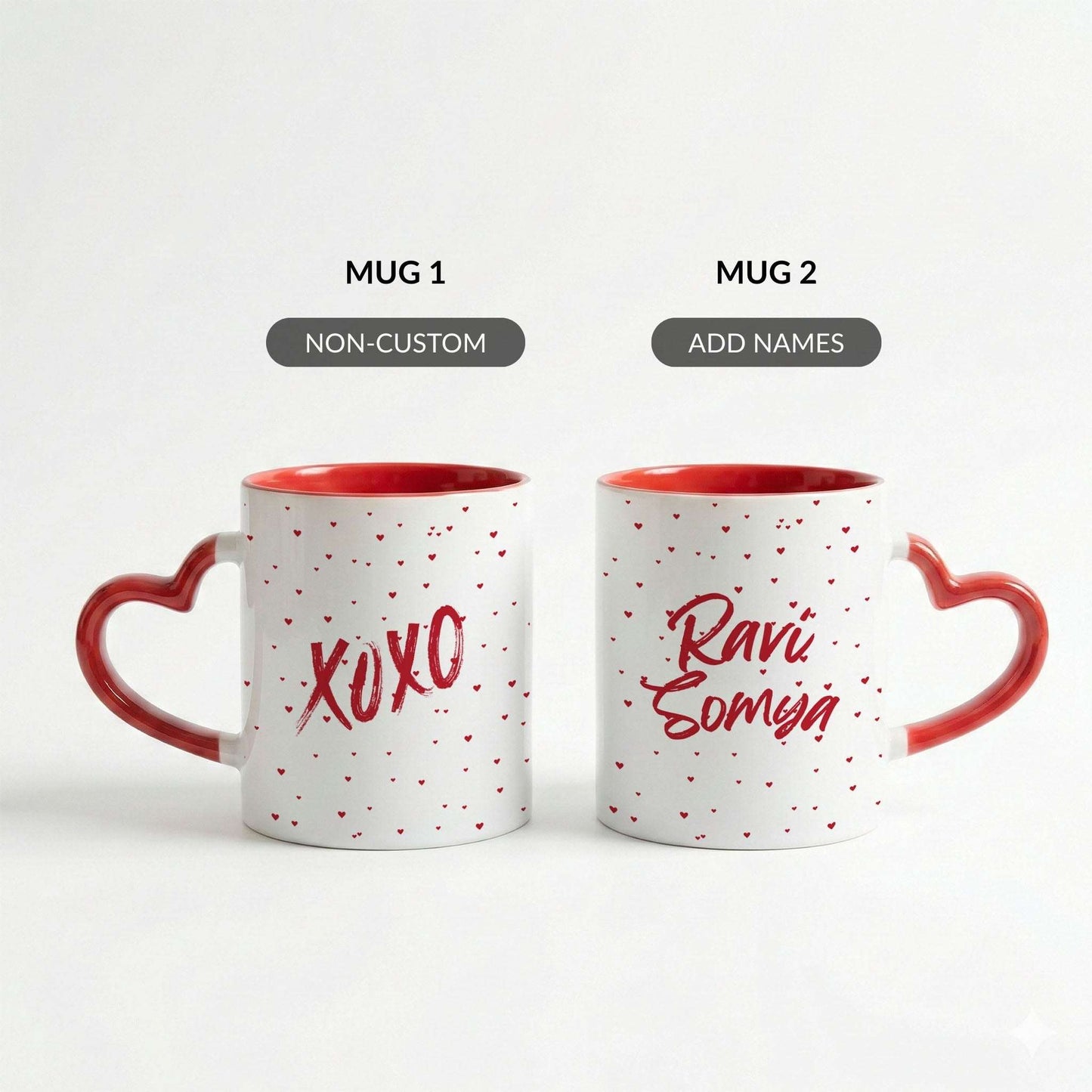 XO Moments - Custom Heart Handle Mug (Set of 2)