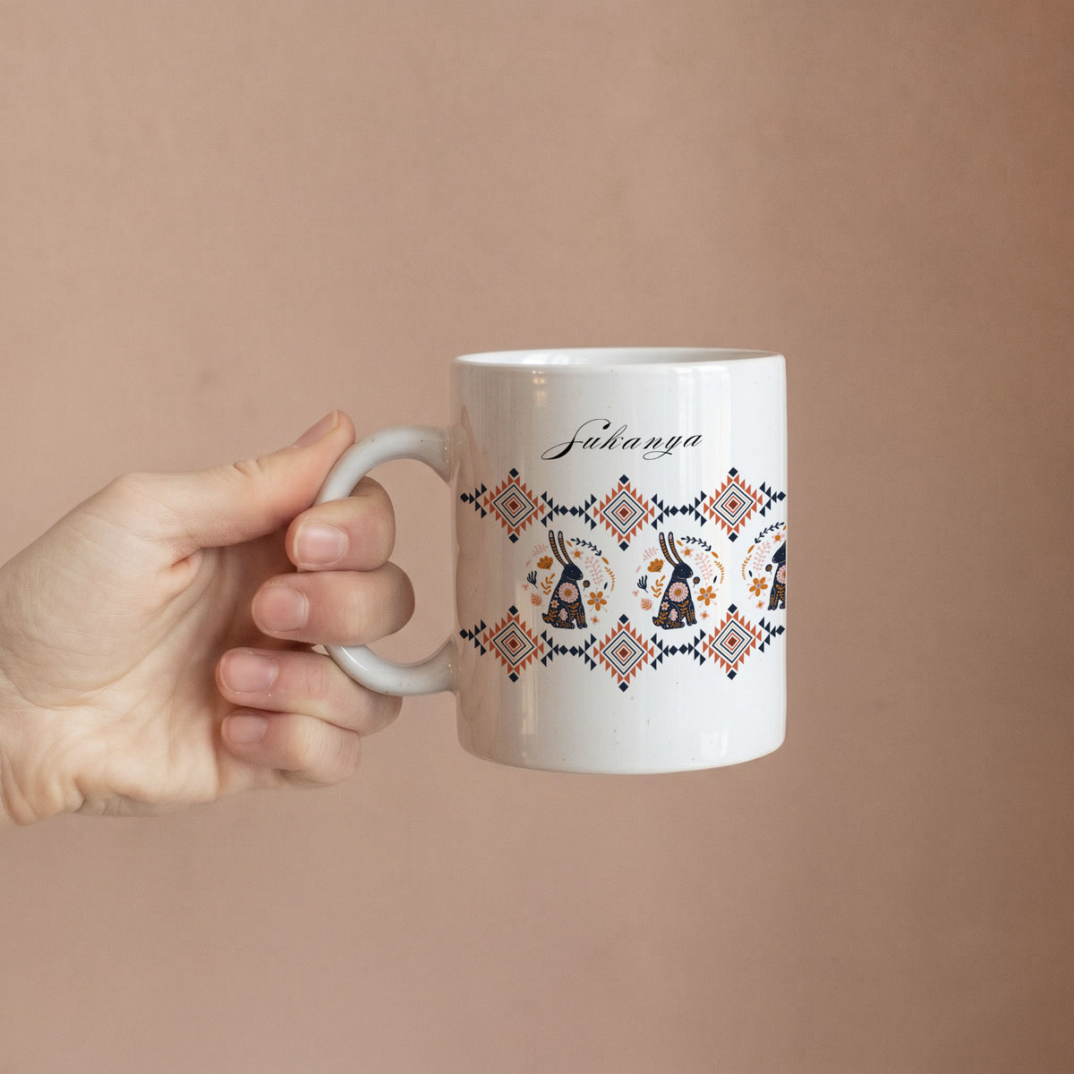 Folk Tale Rabbits - Custom White Mug