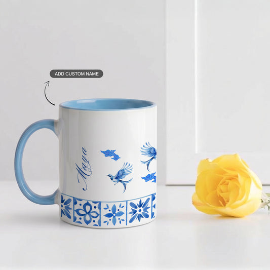 Wings & Wonder - Custom Blue Accent Mug