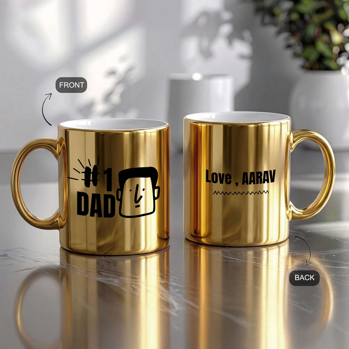 Number One Dad – Custom Gold Metallic Mug
