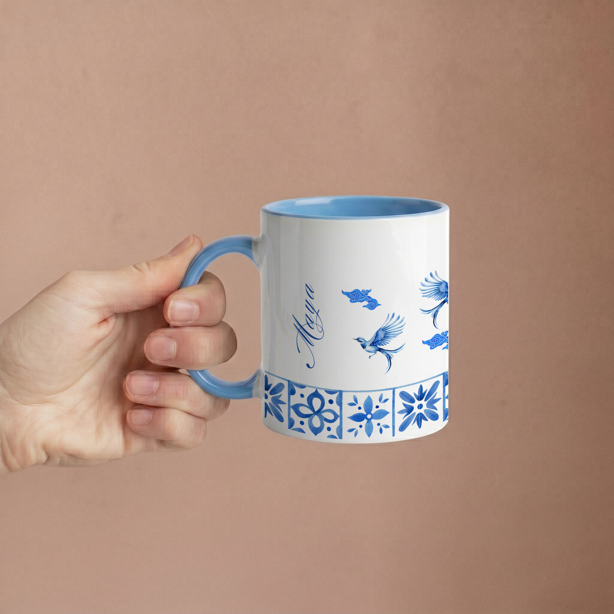 Wings & Wonder - Custom Blue Accent Mug