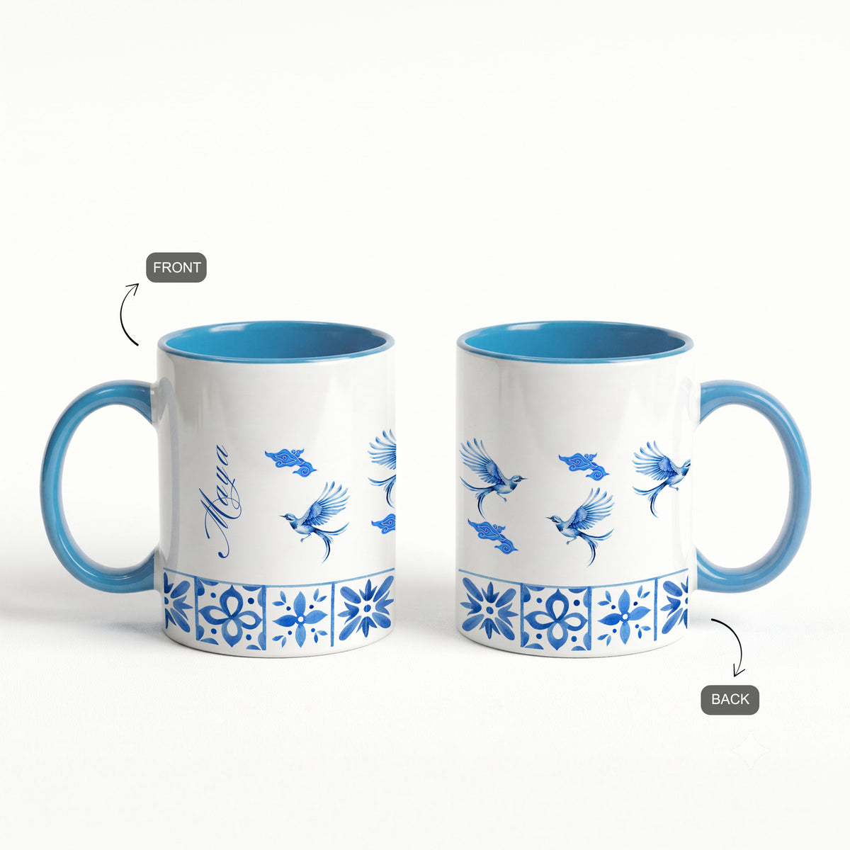 Wings & Wonder - Custom Blue Accent Mug