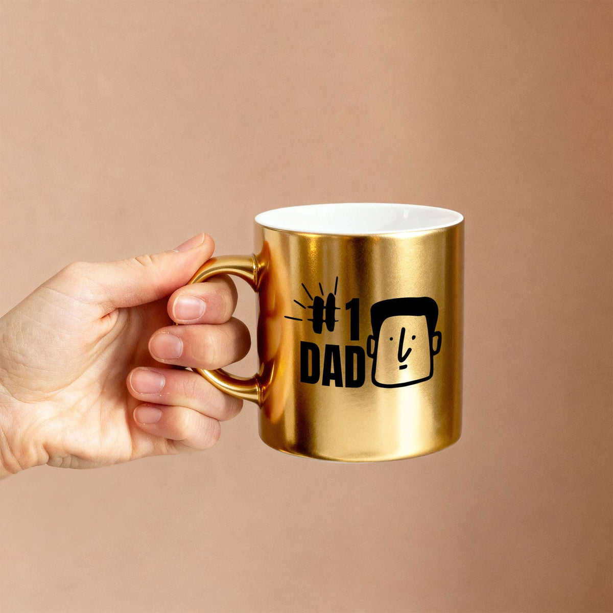 Number One Dad – Custom Gold Metallic Mug