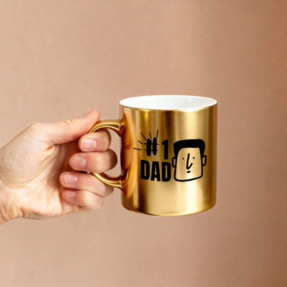 Number One Dad – Custom Gold Metallic Mug