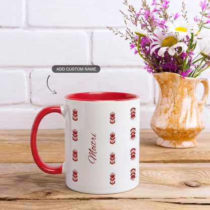 Woven in Red - Custom Red Accent Mug
