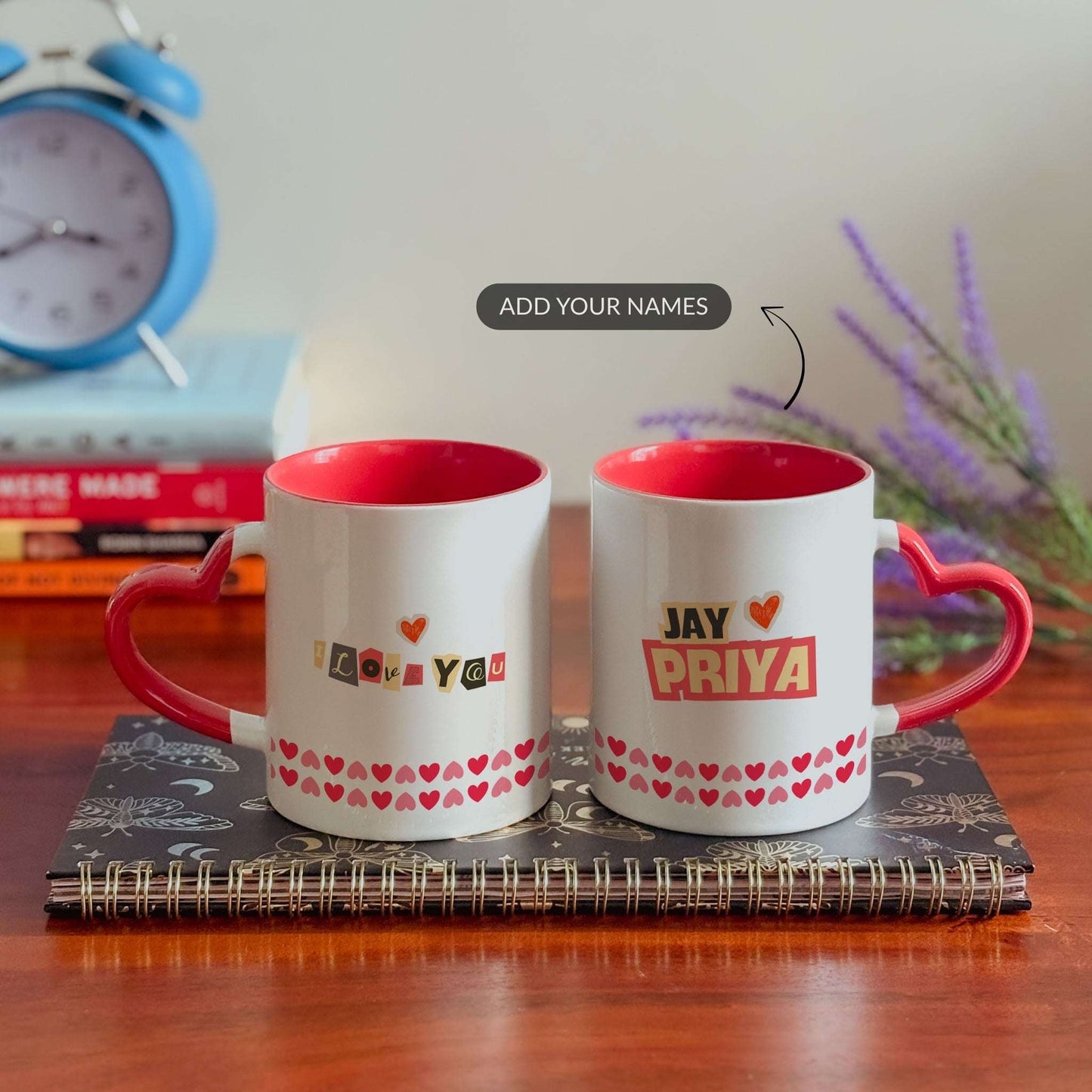 I Love You - Custom Heart Handle Mug (Set of 2)
