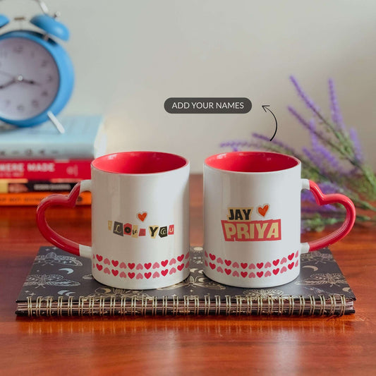 I Love You - Custom Heart Handle Mug (Set of 2)