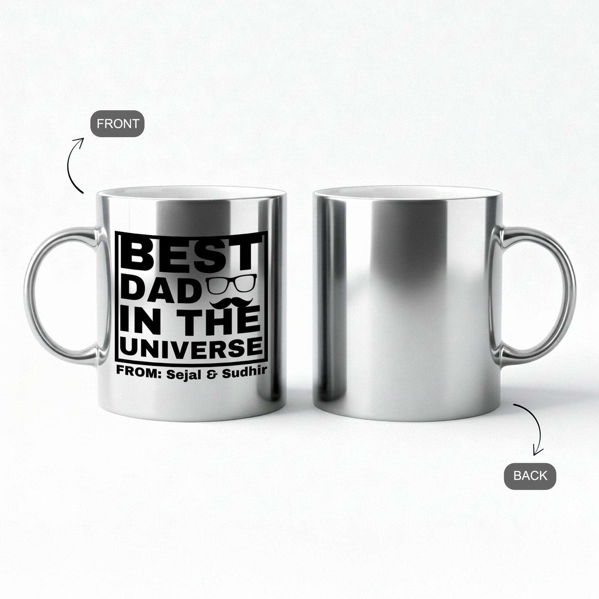 Best Dad in the Universe – Custom Silver Metallic Mug