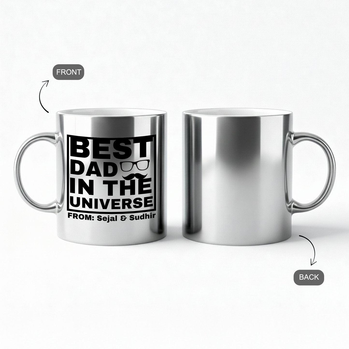 Best Dad in the Universe – Custom Silver Metallic Mug
