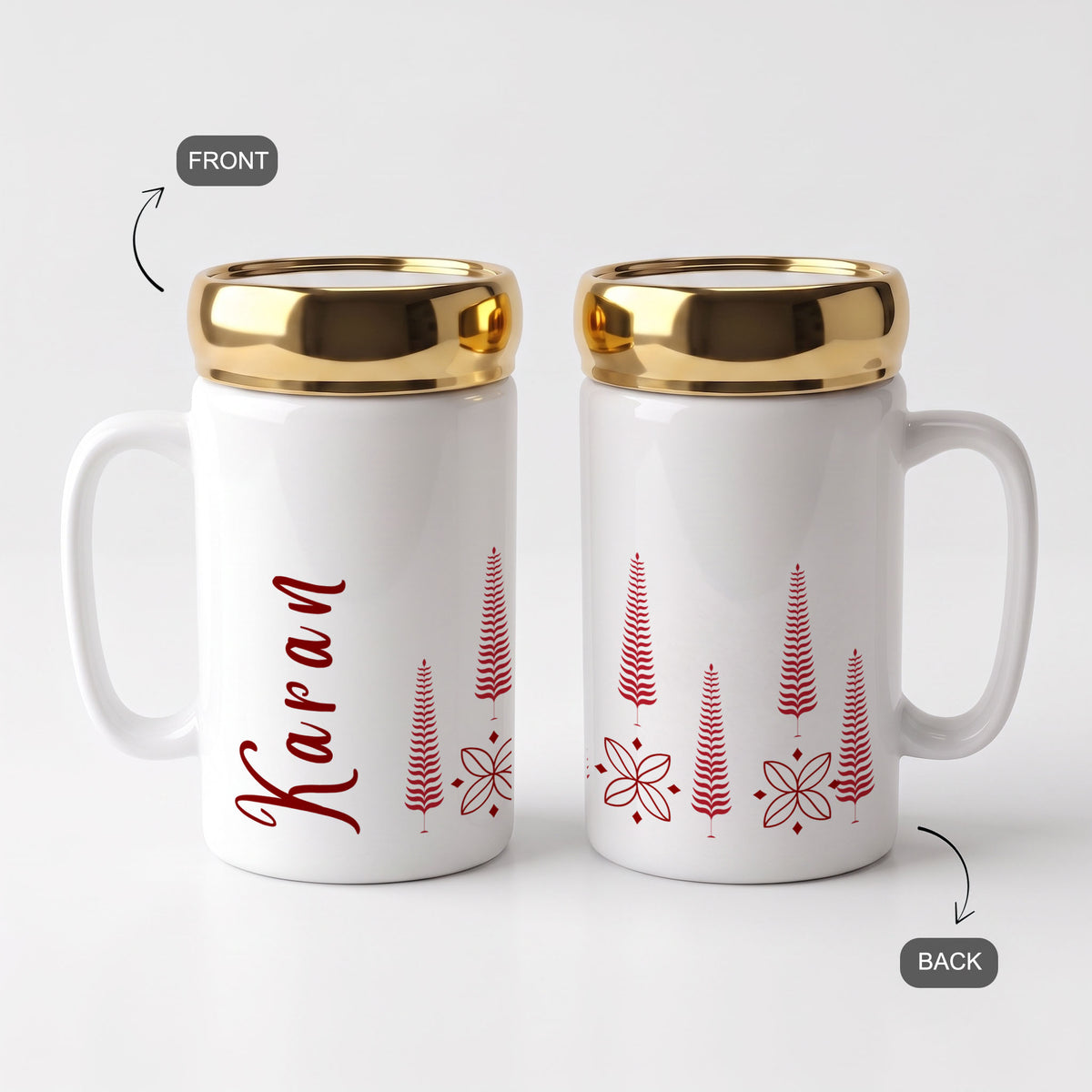 Written in Red - Custom Gold Lid Mug