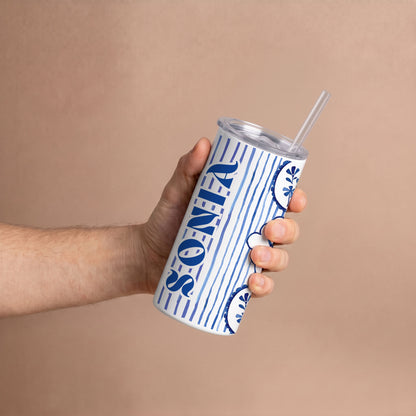 Painted in Indigo - Custom Tumbler with Straw