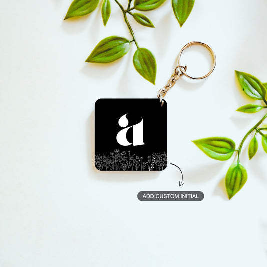 Floral Charm – Custom Initial Acrylic Keychain