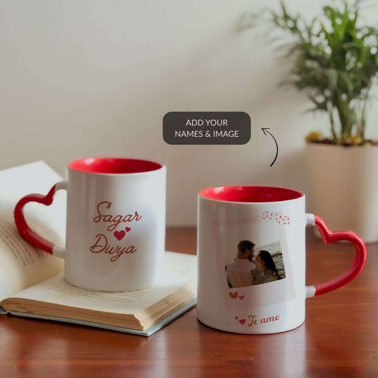 Te Amo - Custom Heart Handle Mug (Set of 2)