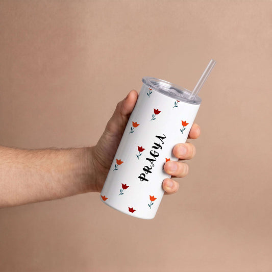 Tiny Tulips - Custom Tumbler with Straw