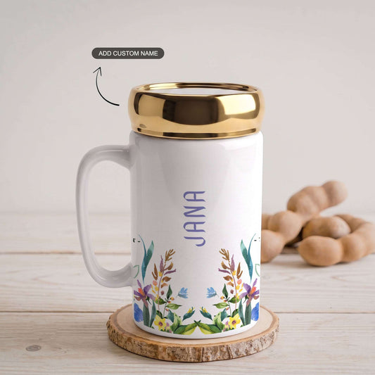 Botanical Reflection - Custom Gold Lid Mug