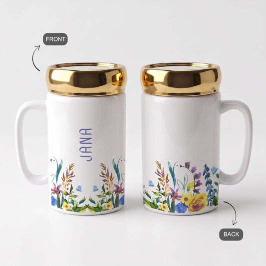 Botanical Reflection - Custom Gold Lid Mug