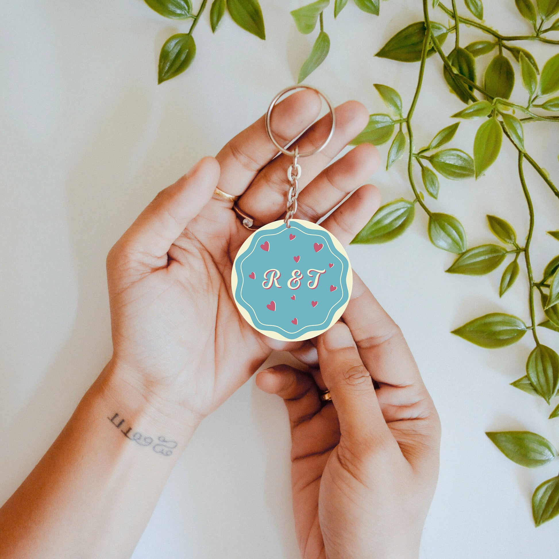 Bound by Hearts – Custom Initials Acrylic Keychain