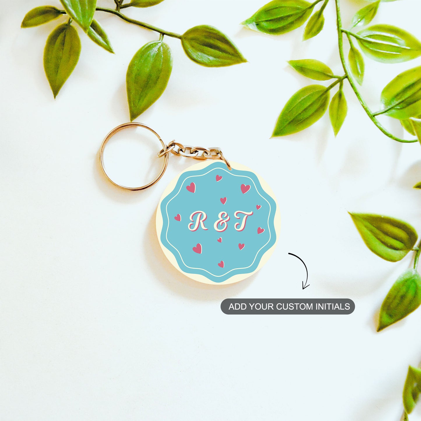 Bound by Hearts – Custom Initials Acrylic Keychain