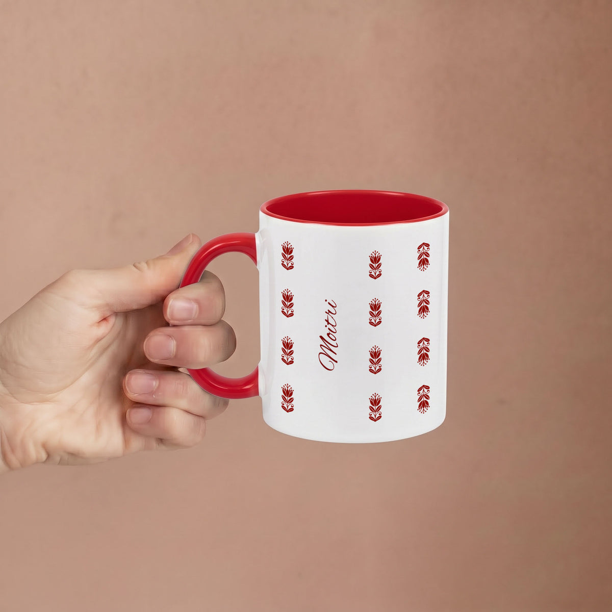 Woven in Red - Custom Red Accent Mug