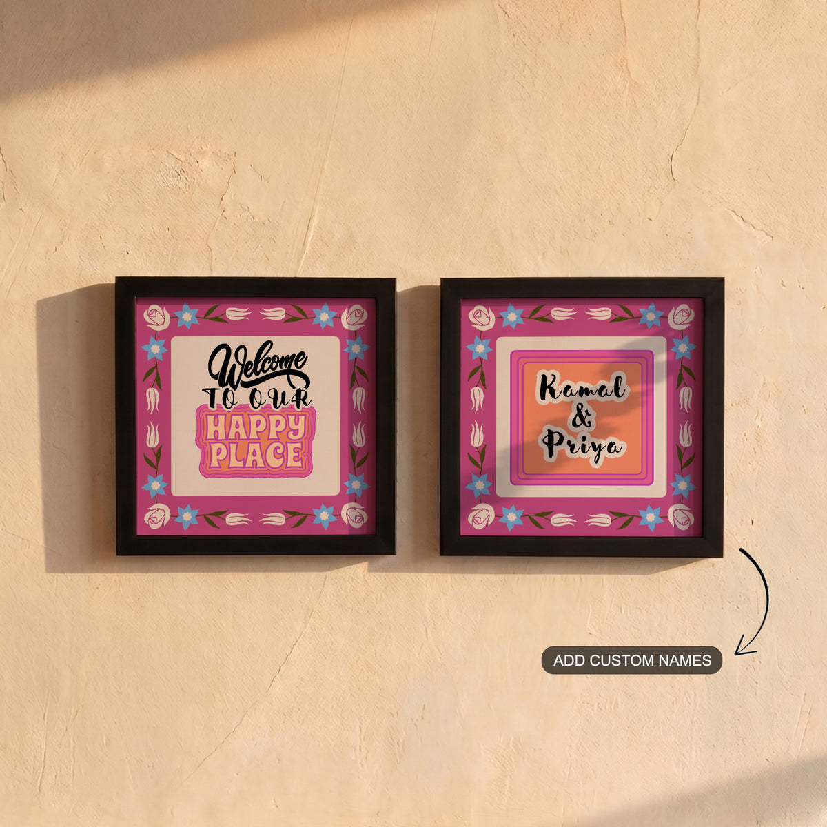 Welcome to Our Happy Place – Custom Mini Frames (Set of 2)