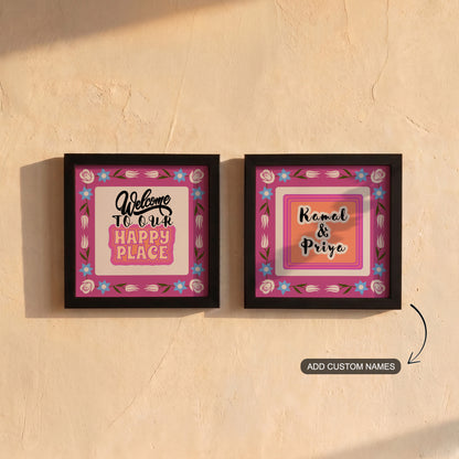 Welcome to Our Happy Place – Custom Mini Frames (Set of 2)