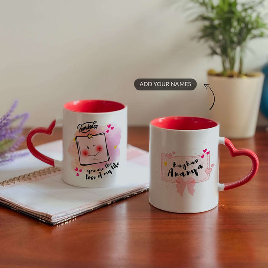 Reminder of My Love - Custom Heart Handle Mug (Set of 2)