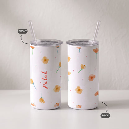 Loose Florals - Custom Tumbler with Straw