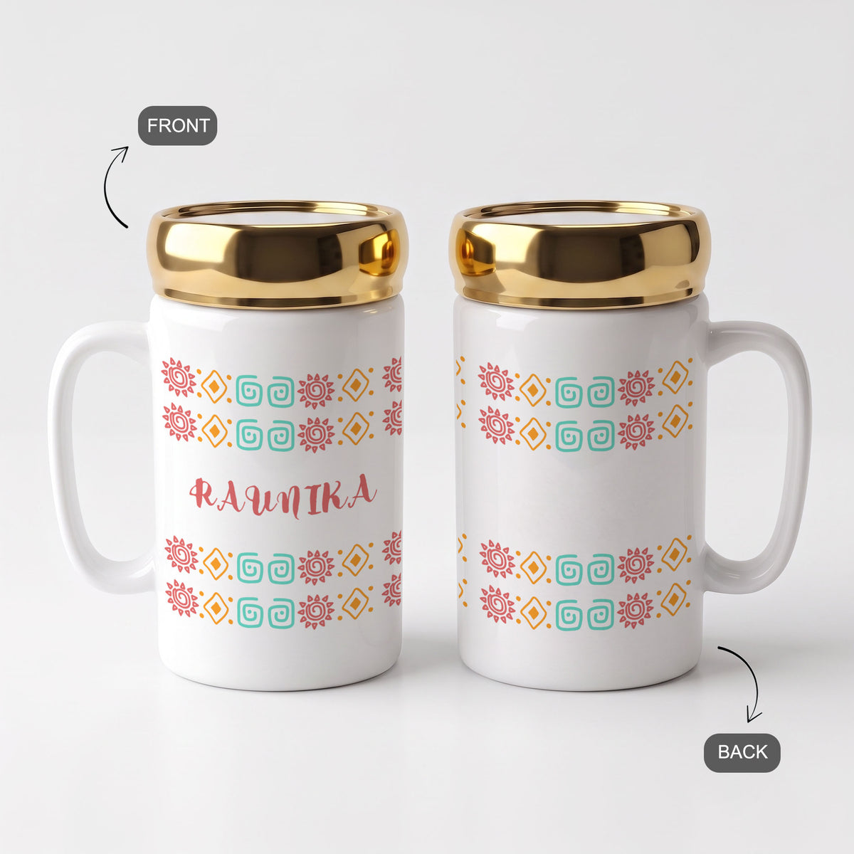 Festive Motifs - Custom Gold Lid Mug