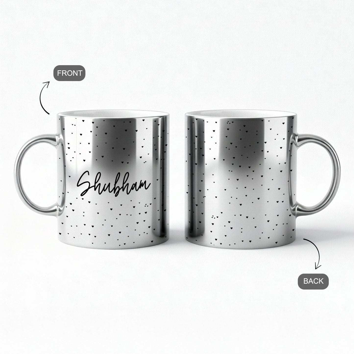 Lost in Hearts – Custom Silver Metallic Mug