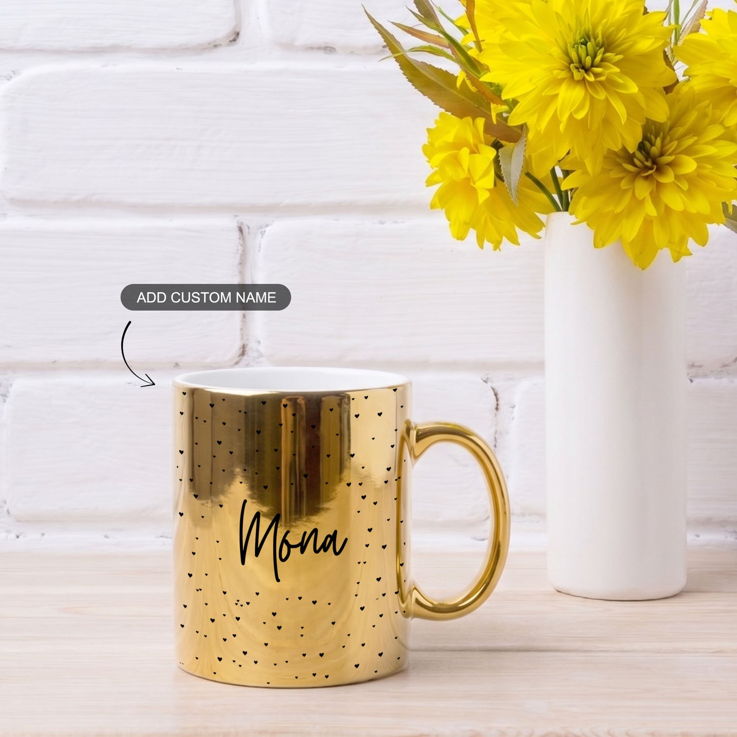 Lost in Hearts – Custom Gold Metallic Mug