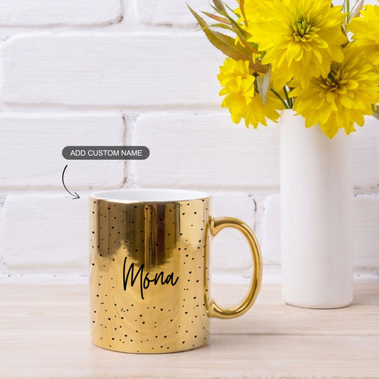 Lost in Hearts – Custom Gold Metallic Mug