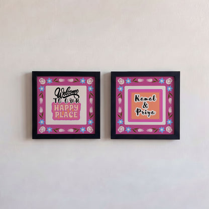 Welcome to Our Happy Place – Custom Mini Frames (Set of 2)