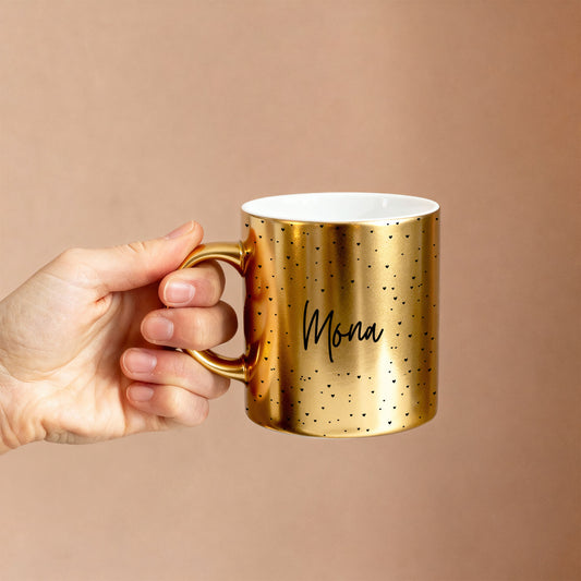 Lost in Hearts – Custom Gold Metallic Mug